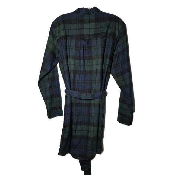 Abercrombie &Fitch Flannel Plaid Shirt Dress GreenBlue Belted Long Sleeve Medium - Picture 6 of 11